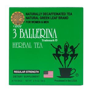 3 Ballerina Herbal Tea Regular Strength 30 Tea Bags Naturally Decaffeinated