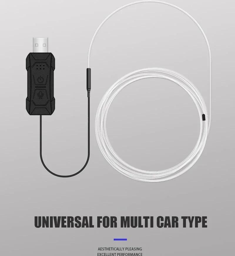 Car Interior Ambient LED Light Strip 3 Meter - Invisible USB Fiber Optic Atmosphere Lamp with APP Control