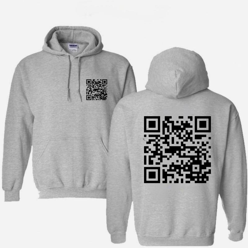 Funny QR Code FU Unisex cotton Hoodie Hoodied Hoodies & Sweaters Daily