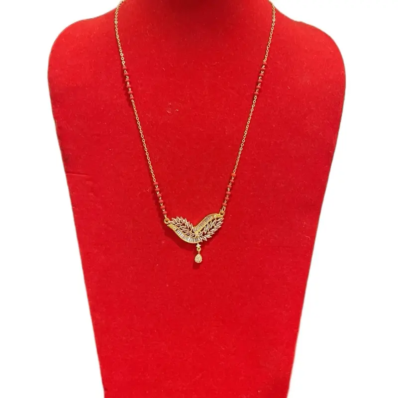 Designer Mangalsutra Necklace for Women with Cubic Zirconia Stones, Traditional Indian Jewelry for Daily Wear, Cultural Elegance, Available in Red and Black, Tradition + Shine, Metal Coated, Women's Fashion, Classic, Elegant, Ethnic, One-Piece