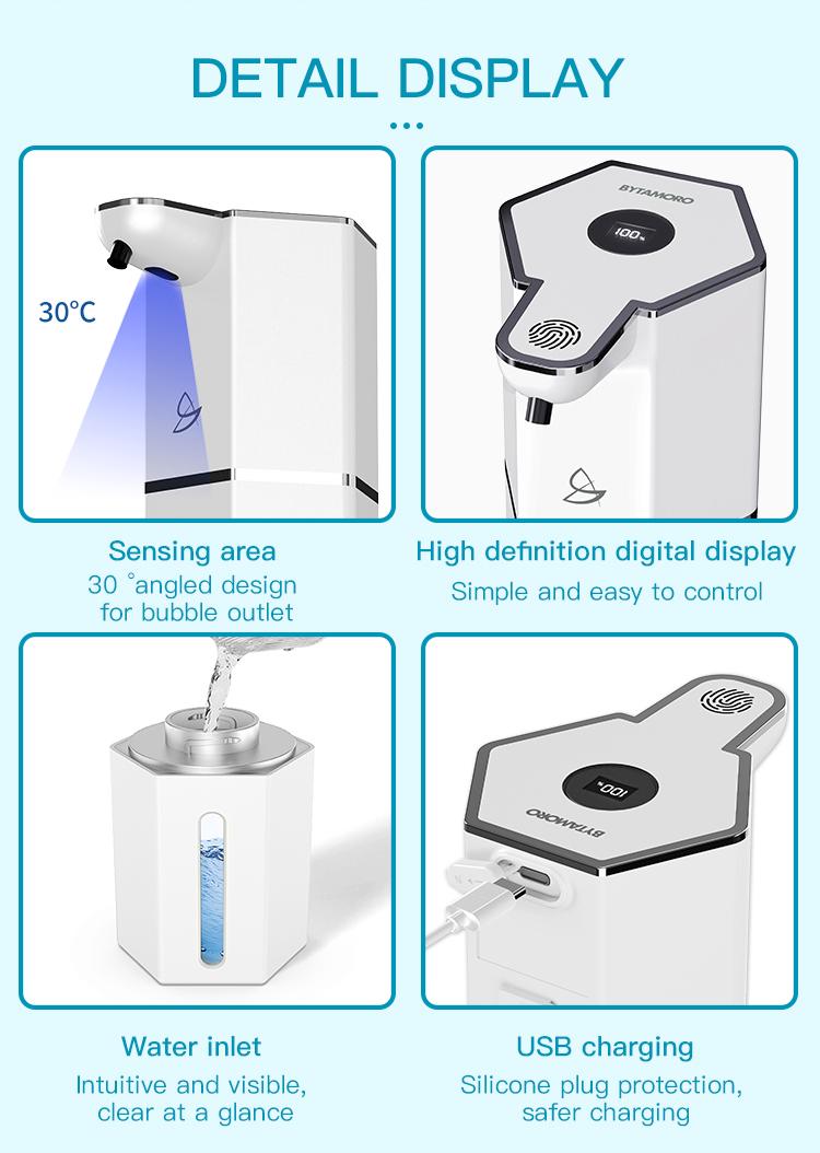 Automatic Soap Dispenser, 12oz Touchless Foaming Soap Dispenser, USB Rechargeable, 4 Adjustable Levels, Waterproof, Kitchen Gadgets, Home Essentials Hand Wall, Bathroom soap dispenser Restroom
