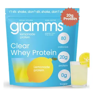 GRAMMS Clear Protein Powder 20G Protein for Women & Men Lactose Free Grass-Fed Whey Isolate Gluten Free Zero Sugar Gut Friendly Non-Bloating Lemonade 18 Servings