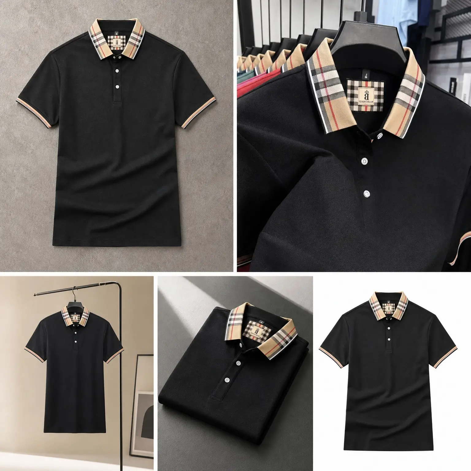 Men's Summer New Silk Cotton Breathable Fashion Top Casual Business Plaid Lapel Short Sleeve T-Shirt Lightweight Comfortable Daily Office Outfit Versatile Stylish Buttons DesignGift（gift）Gift