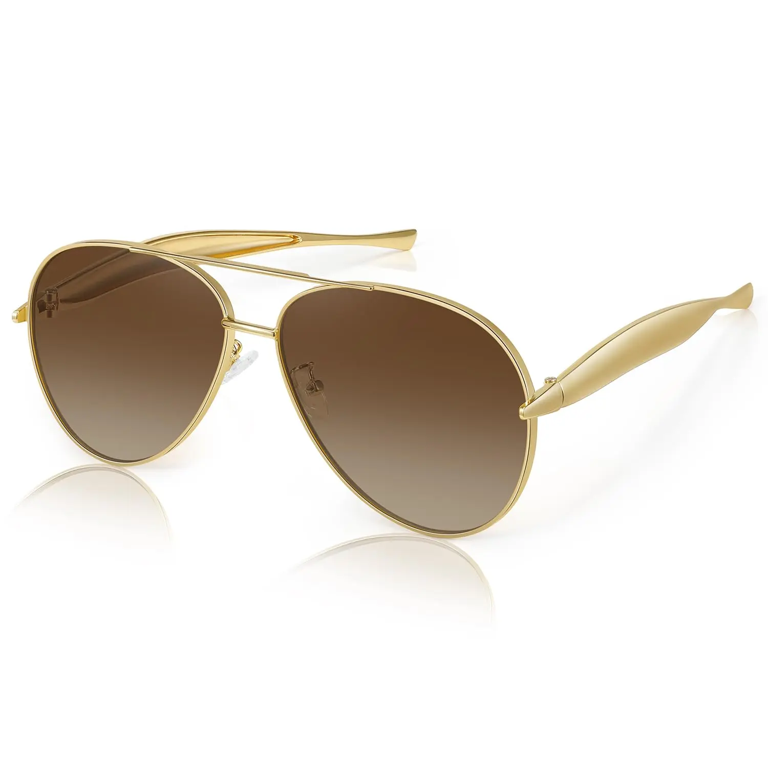 Oversized Retro Aviator Sunglasses Gold Metal Pilot Shades Crap® Eyewear | The Glass Bubble Vintage Mustard Aviator  main image 4