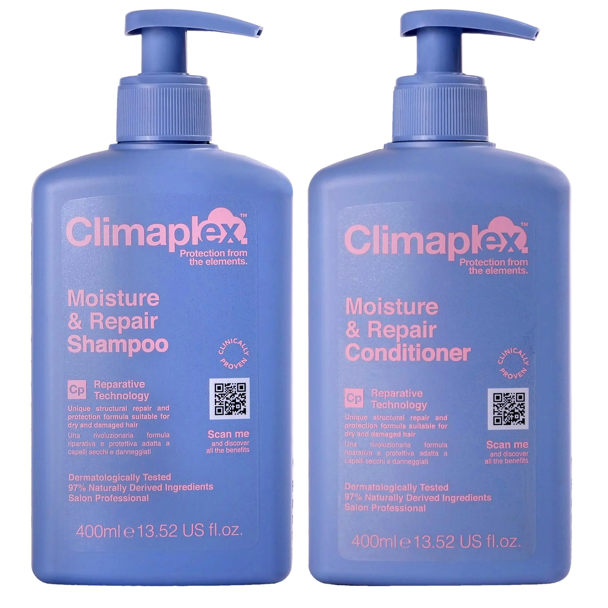 Climaplex Unisex Haircare Kit - 2-Pc Repairing Shampoo & Conditioner Set, 13.52oz Shampoo, 13.52oz Conditioner