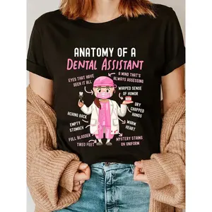100% Cotton Dental Assistant Anatomy T-ShirtFashion Printing Tshirt