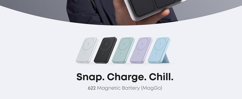 [Limited Offer]Anker 622 Magnetic Battery MagGo, 5,000mAh Foldable Wireless Power Bank with Stand and USB-C Port, Compatible for iPhone 16/15/14/13/12