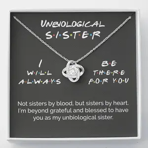 To My Unbiological Sister Necklace Gift, I Will Always Be There For You Knot Necklace, Necklace For Sister Best Friend Teen Girls Birthday Gifts