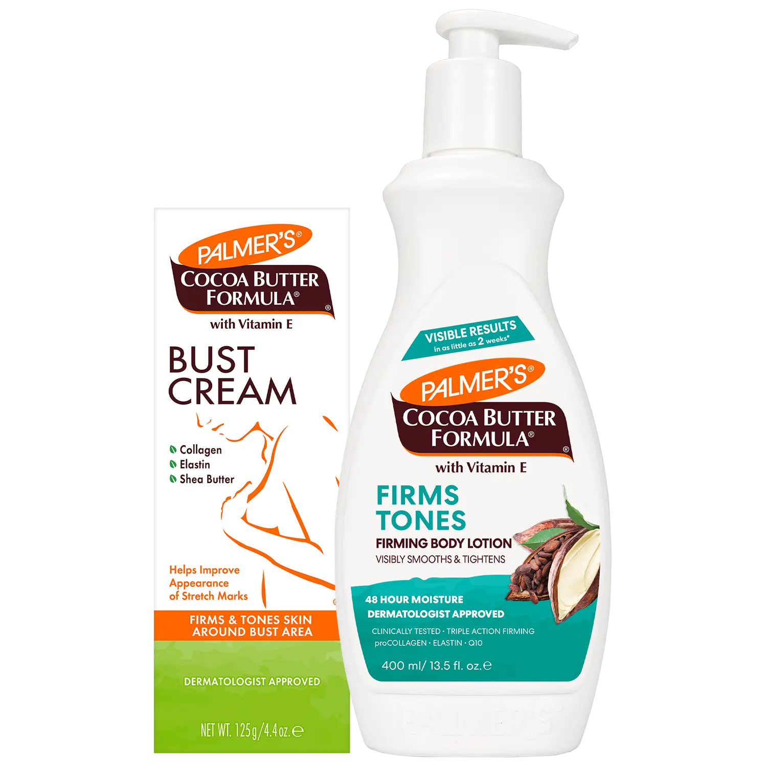 Palmer's Cocoa Butter Firming Body Care Bundle including Bust Cream and Firming Lotion to Moisturize, Firm and Tone Bust and Body