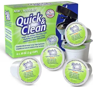 Quick & Clean [6-Pack] Keurig Cleaning Pods - K Cup Cleaner Pod For Keurig - 2.0 Coffee Machine Compatible, Removes Stains, Non-Toxic and Eco-Friendly