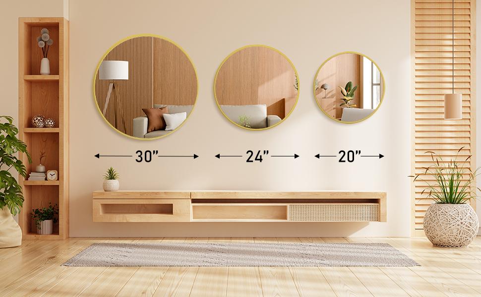 Sweet Furniture Plus Round Wall Mirror, Bathroom Mirrors for Over Sink, Circle Mirror for Bathroom, Entryway, Bedroom, Vanity Decor