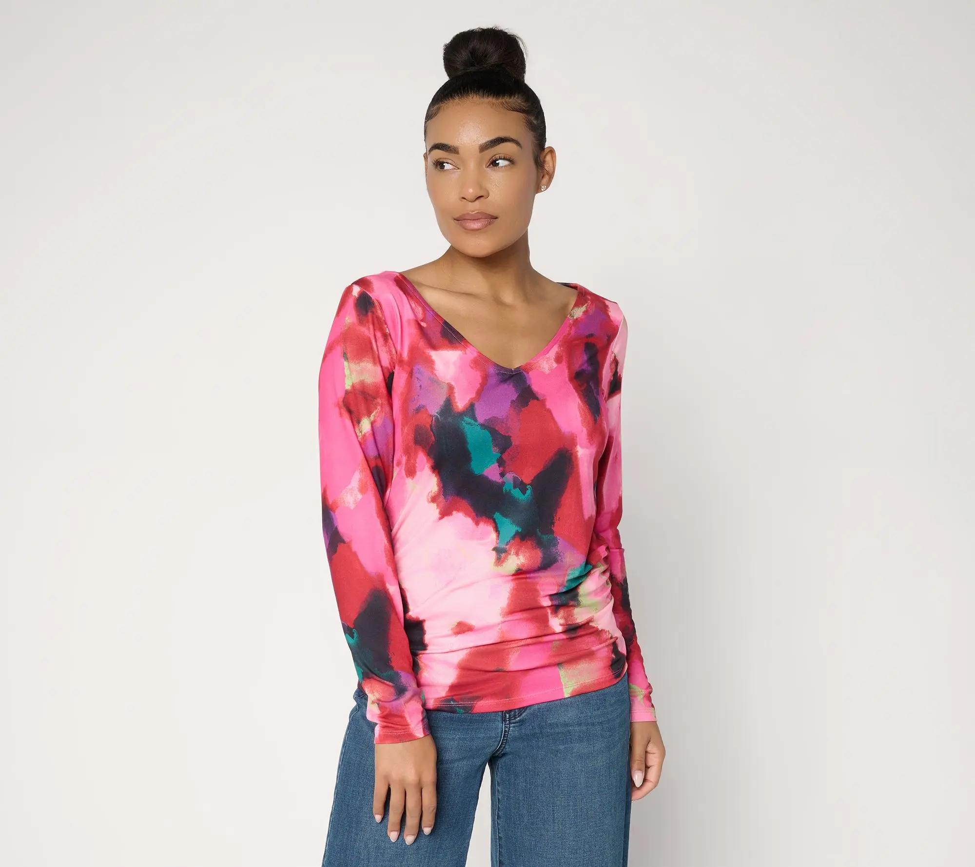 Mally Roncal Two-Way Neckline Feather Knit Top