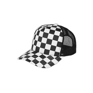 C.C Black/White Race Checkered Mesh Trucker Cap