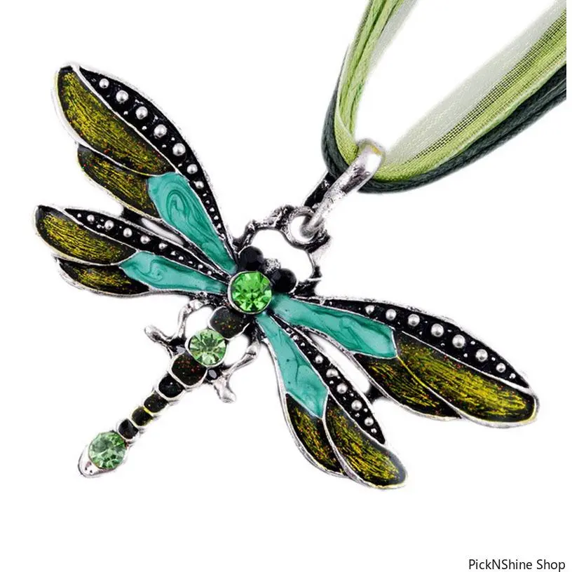 Whimsical Dragonfly Pendant Necklace with Rhinestone Crystals, Elegant Black Ribbon Choker, Unique Jewelry Accessories for Women, Dragon Shaped Pendant, Whimsical Jewelry, Basic, Unisex, Fashion, Unique Accessory, Daily, Adults