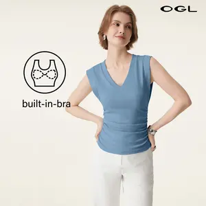 OGL Stretch Cotton V-neck Side Ruched Muscle Brami Top