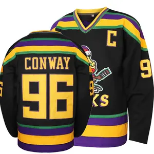 Men Mighty Ducks Jersey #33 Bombay #96 Conway #99 Banks Jersey,Movie Ice Hockey Jersey for Men Christmas gifts UglySweater SpringStatements