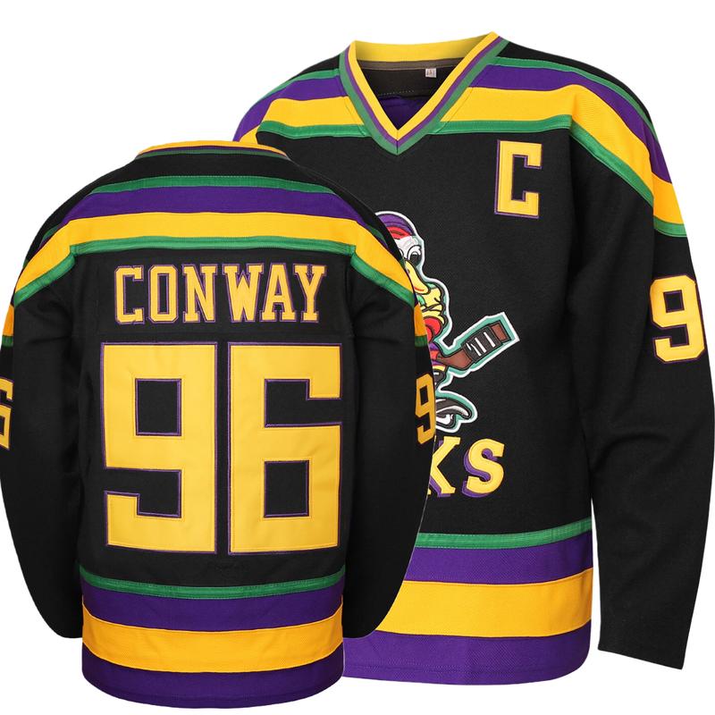 Men Mighty Ducks Jersey #33 Bombay #96 Conway #99 Banks Jersey,Movie Ice Hockey Jersey for Men Christmas gifts UglySweater