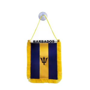 Barbados Car Flag 4x6 With Suction Cup - Car Mini Banner, Window, Rearview Mirror Hanging