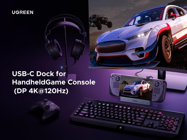 UGREEN Steam Deck Dock 9-in-1 USB C Docking Station with Foldable Stand, 4K@120Hz DP, Gigabit Ethernet, PD 100W, 10Gbps USB A&C 3.2, TF/SD for Steam Deck, Rog Ally, ROG Xbox Ally, Legion Go etc.