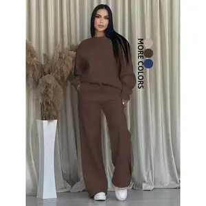 Women's Fleece-Lined Loose Fit Two-Piece Set, Comfortable Casual Wear for Daily & Sports Use, Soft and Cozy Ladies(gift)