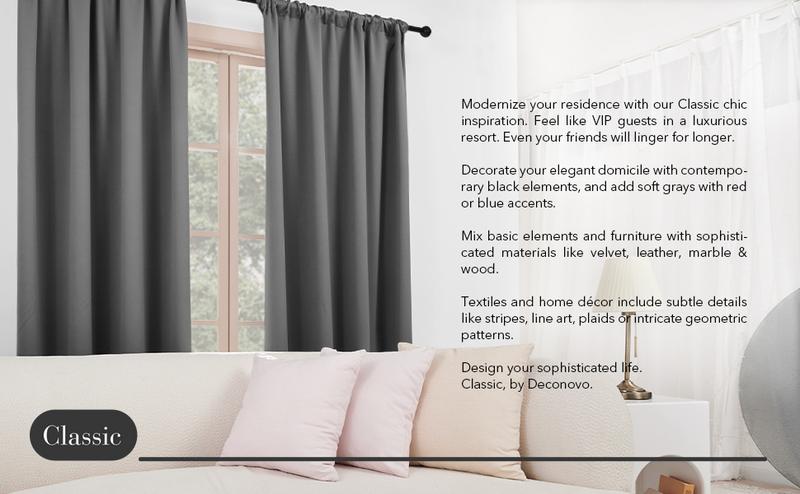 Deconovo 42W Plain Curtains 2 Panels Thermal Insulated Back Tab and Rod Pocket Room Darkening