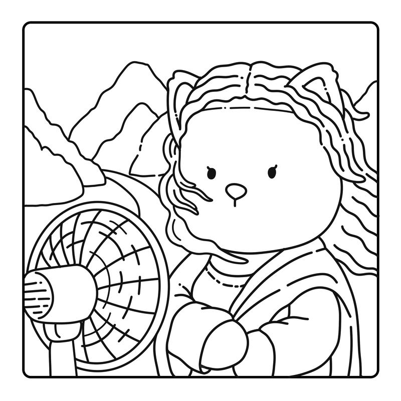 Fuzzy Caterpieces Cute and Cozy Coloring Book for Adults & Teens Featuring Comfy Cat Friends in Funny Moments Inspired by Famous Paintings 30 Unique Pages Bold Designs Single-Sided Printing 8.5 x 8.5 Inches