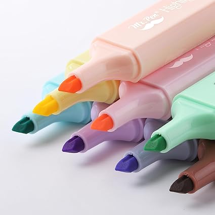 Pastel Highlighter, 8 pcs, Tank Style, Chisel Tip, Cute No Bleed Bible Highlighter, School Supplies