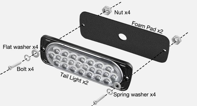 Nilight 5.5 Inch Aluminum Housing Tail Light 2 PCS 24 LED White Back Up Reverse Marker Light Surface Mount IP67 Waterproof for 10-30V RV Camper Trailer Truck Bus Boat