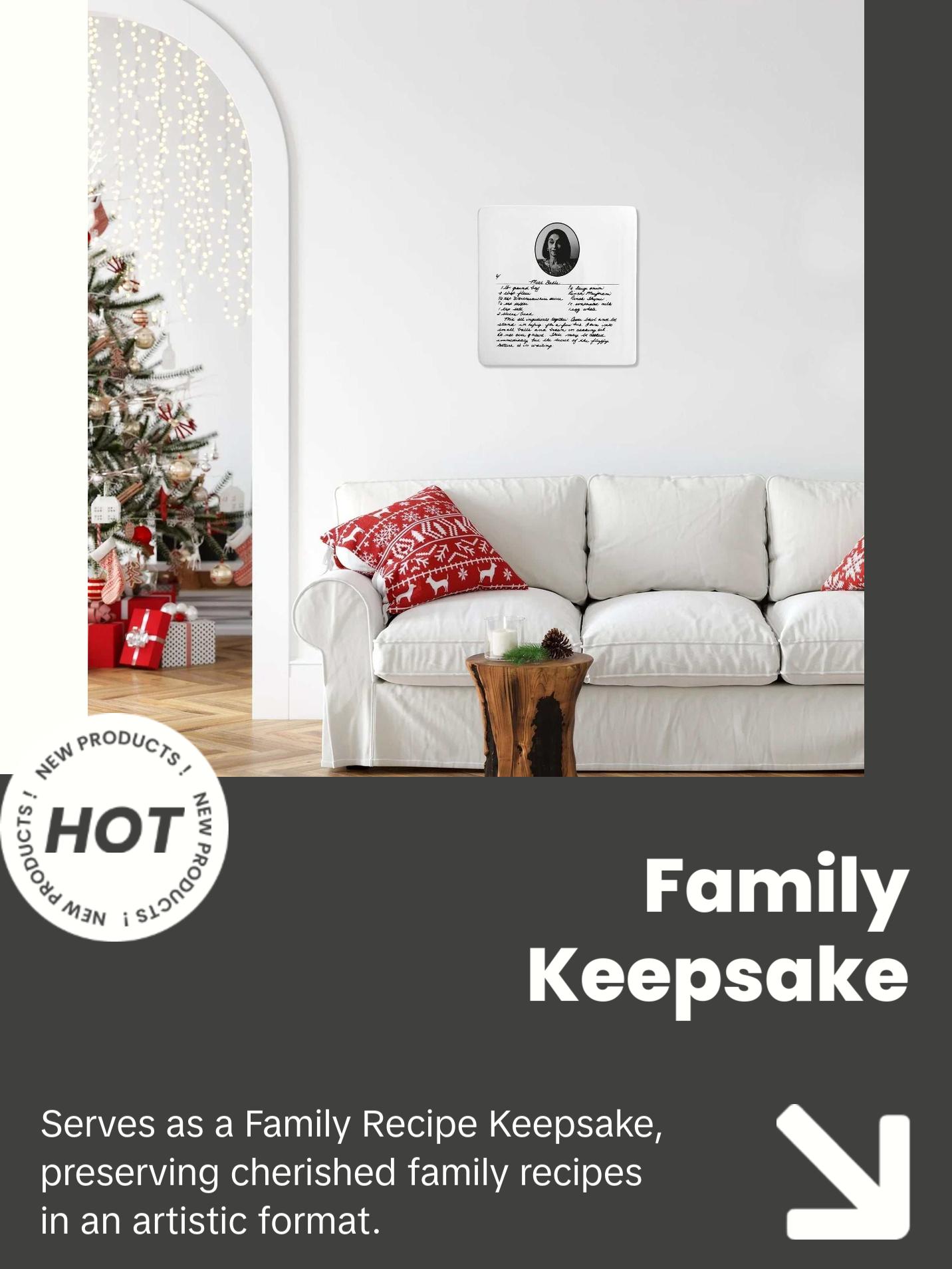 Mother’s Day Gift, Personalized Recipe Plate, Custom Plate, Family Recipe Keepsake, Custom Recipe Gift, Handwritten Plate, Square Plate Ceramic Traditional Collection