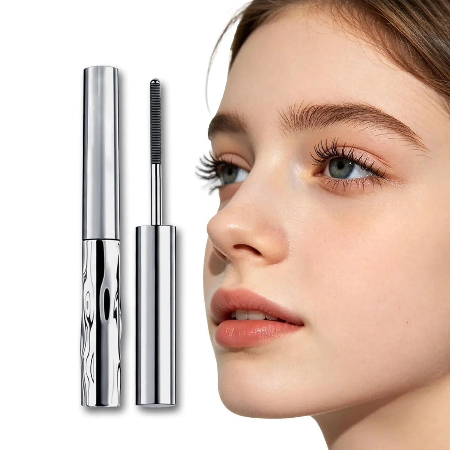 Women's 2026 Upgraded Metal Wand Mascara Set (Free Gift: Eyelash Curler) - 7D Curling, Ultra-Slim Precision Wand, Smudge-Proof, Long-Lasting, Waterproof Tubing Formula, Lengthening Volumizing Eyelash Makeup Lightweight Cosmetic
