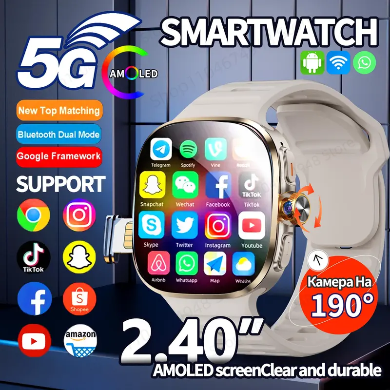 4G M99 Smartwatch, 2.16-inch wide screen, 4+128GB, GPS/NFC/WiFi, camera, video call, Play Store, network connectivity, 1100mAh battery, Android smartwatch, Bluetooth charging