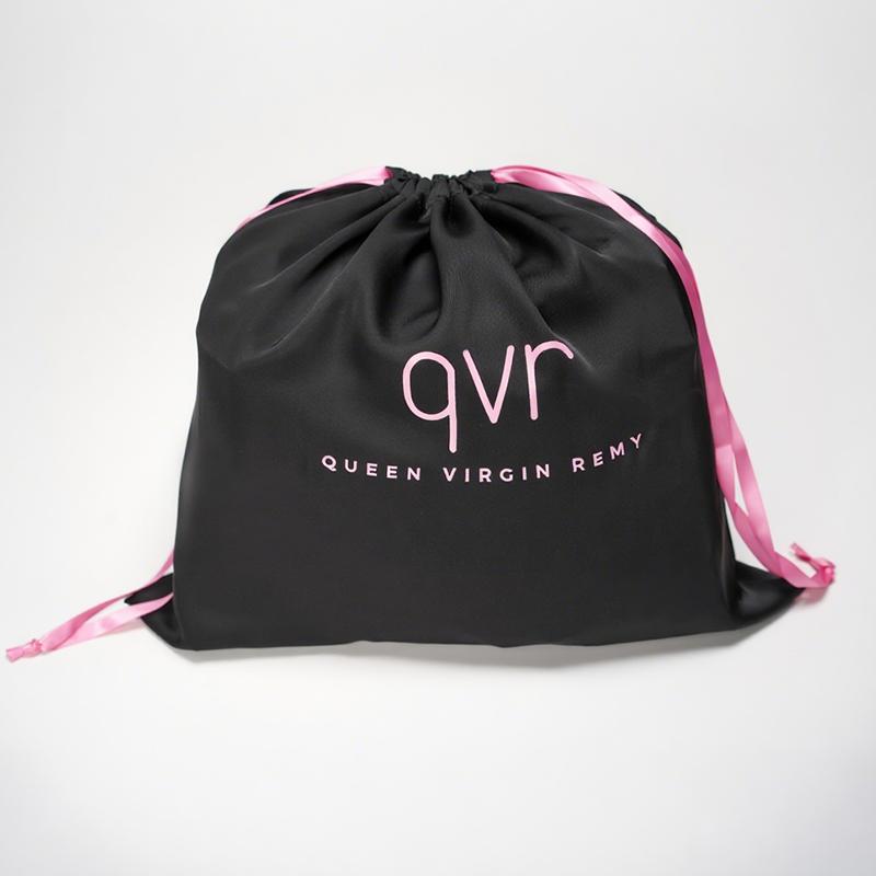 QVR Queen Virgin Remy Silk Packaging Bag with Drawstring and Toggle for Delicate Items Wigs