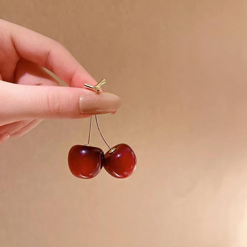 Delzzad Adorable Cherry Earrings Fruit Drop Dangle Earrings Costume Jewelry Accessories Birthday Anniversary Gifts for Girls Women