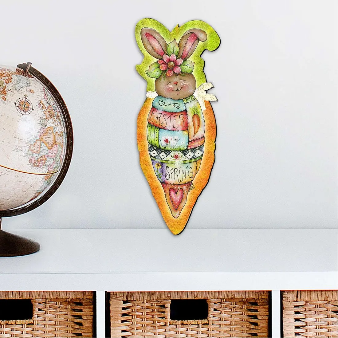 Designocracy 8457609M 12 x 9 in. Carrot Bunny Easter Outdoor Decor Large Ornaments
