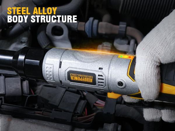 Cordless Electric Ratchet Wrench Set, 60Ft-lbs, 12V Extended Cordless Ratchet Wrench 3/8", 6 Sockets, 1/4" Adapter, Forward/Reverse Switch, 2 Batteries, 1/2" Adapter