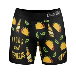 Mens Tacos and Cervezas Boxer Briefs Funny Gag Underwear Hilarious Saying Humor for Guys Funny Graphic Boxers Dad Joke  Funny Beer  Mens Novelty Boxer Briefs Black