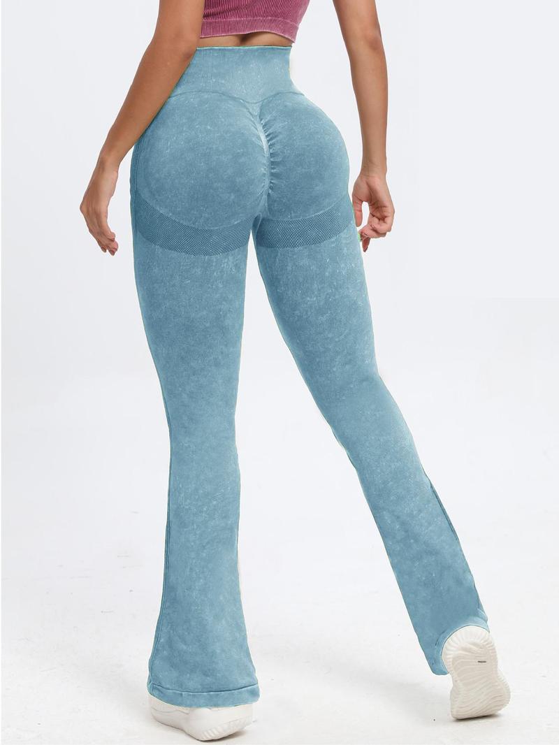 Women's Butt Lifting Flare Leggings Long Length Hidden Scrunch Athletic Outfit with Elastic Waist Yoga Pants for Gym & Casual Wear - Activewear Fitness