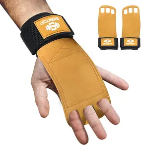 Leather Gymnastics Grips-3 Hole Pull Up Grips with Wrist Support, Hand Grips for Cross Training Hand Protection - Grips for Gymnastics Bars Fitness Equipment