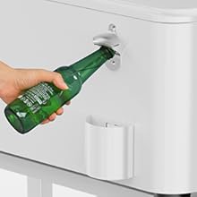 VINGLI Patio Cooler, 60QT Rolling Ice Chest on Wheels, Portable Patio Party Bar Drink Cooler Cart, with Shelf, Beverage Pool with Bottle Opener,Water Pipe