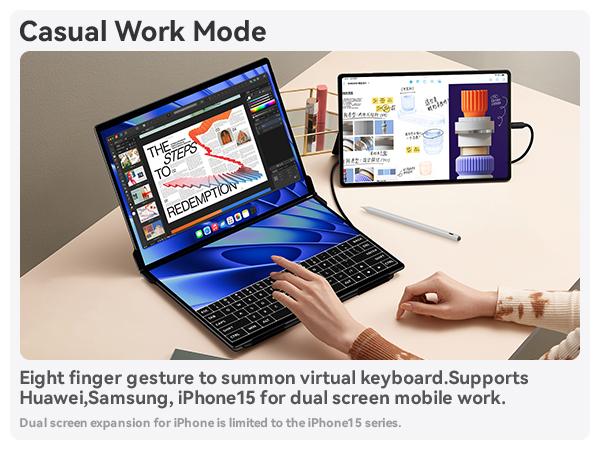 EHOMEWEI X2 Air extra Dual monitor 14.2“2.8K IPS 90Hz 400Nit 100% sRGB Full Metal Body with Kick Stand Ultra Slim, Stylus & Touch for Office, For Laptop PC Mac XBox Sitch2 PS Dual Speaker High-Definition Touchscreen