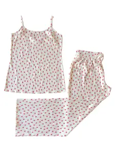 White Strawberry / Organic Pointelle Women's Cami Lounge Set