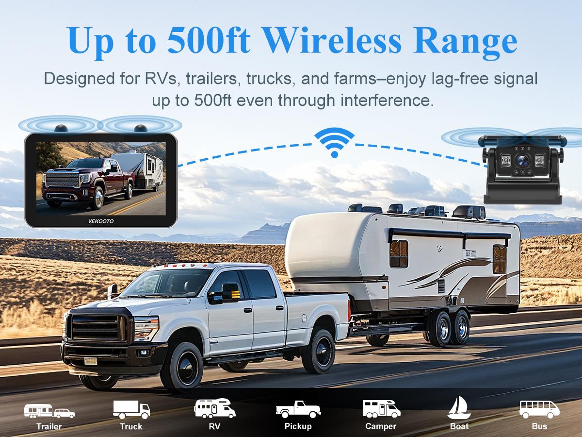 VEKOOTO VK7Pro Magnetic Solar Wireless Backup Camera 7'' IPS Touchscreen HD1080P No Wiring Rechargeable for RV Trailer Camper Car Blind Spot Truck Automotive Backup Camera Easy Install No Tools Needed VEKOOTO VK7Pro Magnetic Solar Wireless Backup Camera 7'' IPS Touchscreen HD1080P No Wiring Rechargeable for RV Trailer Camper Car Blind Spot Truck Automotive Backup Camera Easy Install No Tools Needed