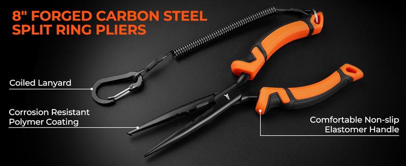 KastKing SteelStream/ ToughTide  Fishing Tool Kit - Fishing Pliers with Lanyard, Fillet Knife, Floating Fish Lip Gripper, Fishing Braid Scissors, Tool Retractor, Fishing Hook Remover, Bungee Cords ToughTide Tools Kits Carabiner Outdoorfun