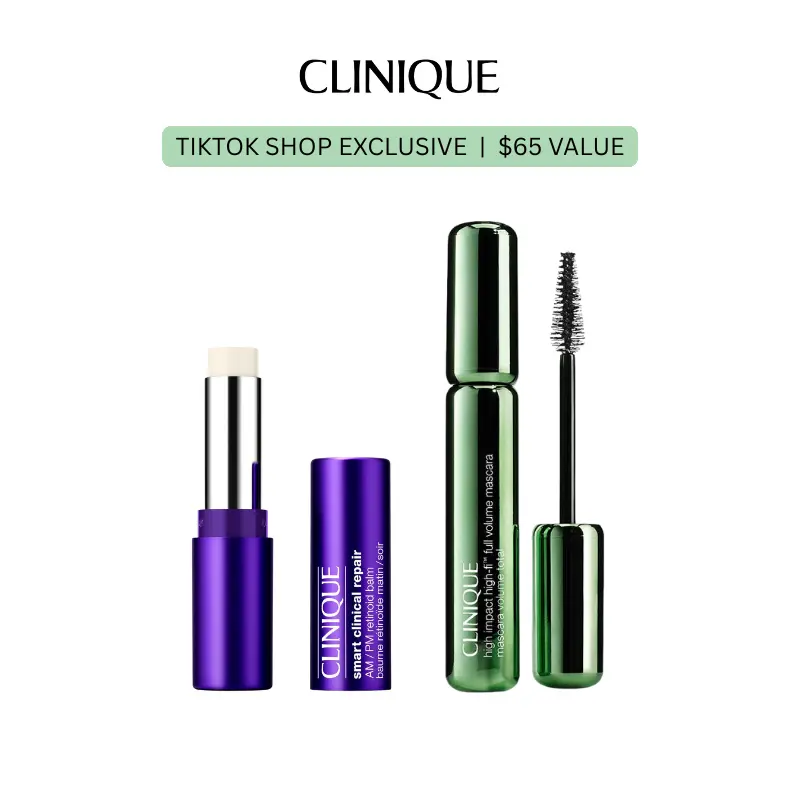 [Clinique] Smart Retinoid + HiFi Mascara Duo | For All Skin Types | Softens + Plumps Fine Lines | Safe For Sensitive Skin Volume, Length, Non-Clumping, Smudge-Proof + Safe For Sensitive Eyes