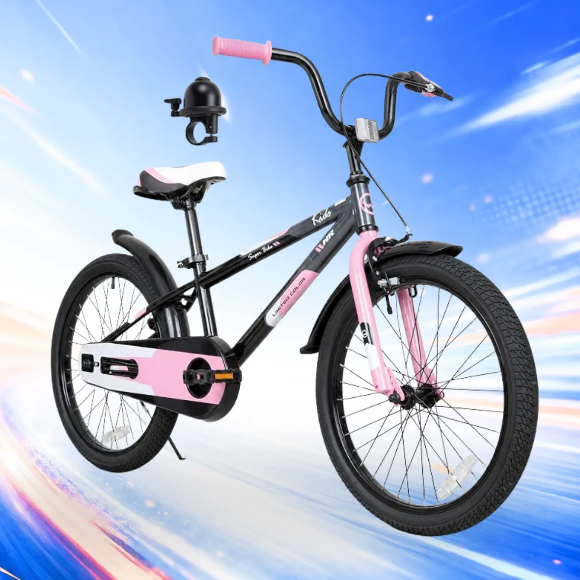 Kids Bike Bicycle BMX-Style for Boys & Girls 16/20 Inch Ages 3+ High-Carbon Steel Frame Coaster & Hand Brakes Adjustable Seat & Handlebar Training Wheels Kickstand, Multiple Colors