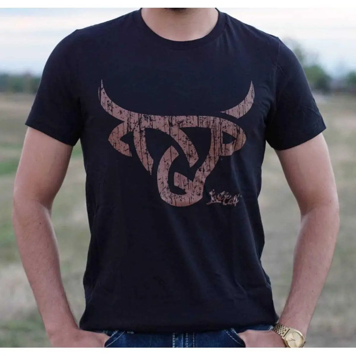 Lost Calf Unisex Lazo Black Short Sleeve T-Shirt Tee