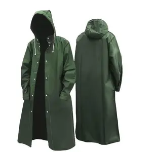 Men's Waterproof Full Body Coverage Rain Coat Poncho - Solid Color Hooded Long Sleeve EVA Cloak for Outdoor Riding, Hiking, Camping, and Travel