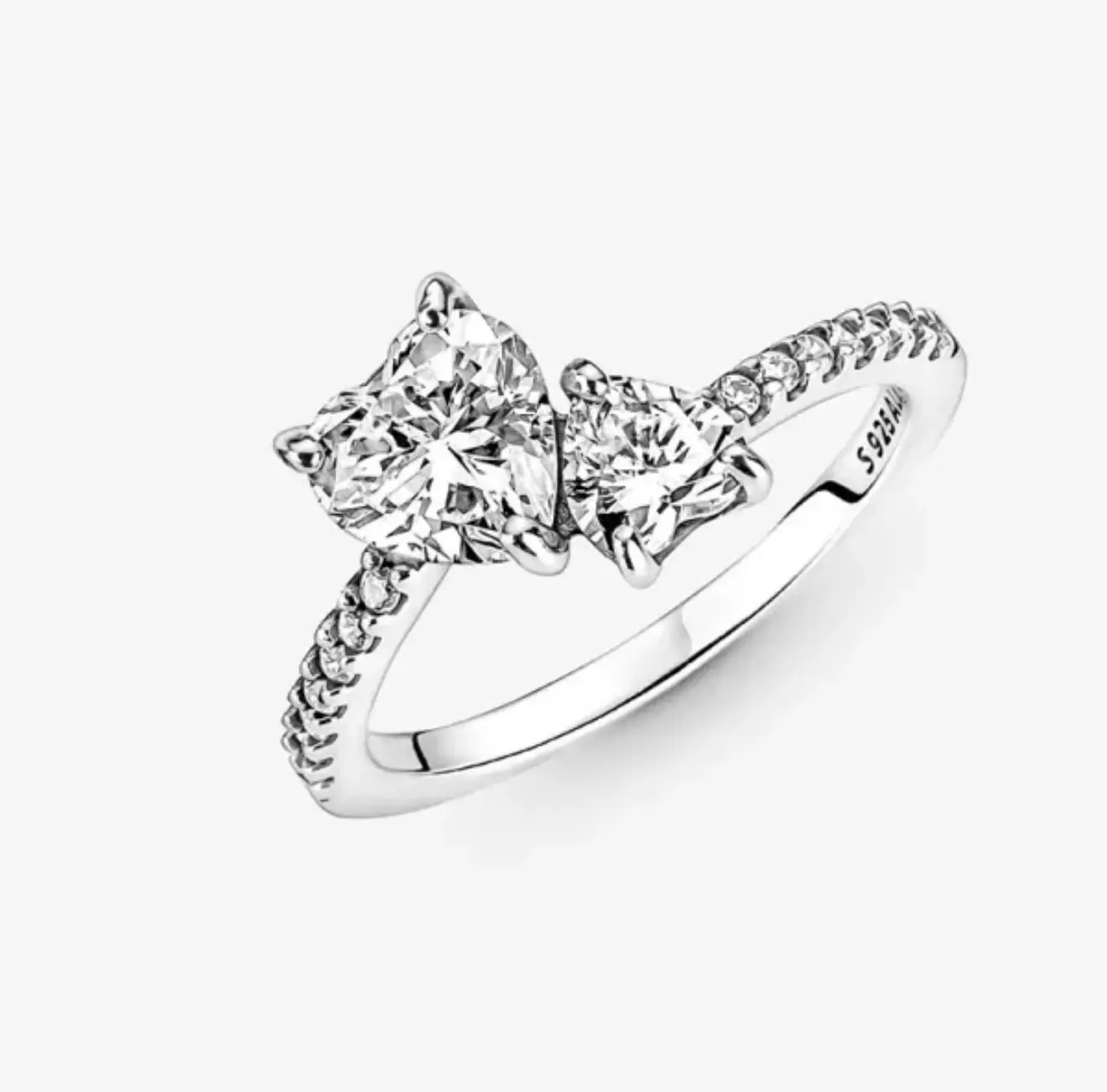 Double heart sparkling ring