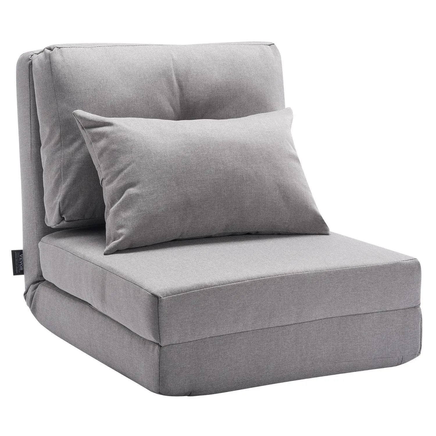 VEVOR Convertible Flip Chair with 5 Adjustable Position Folding Floor Lazy Sofa Gray#BackToSchool