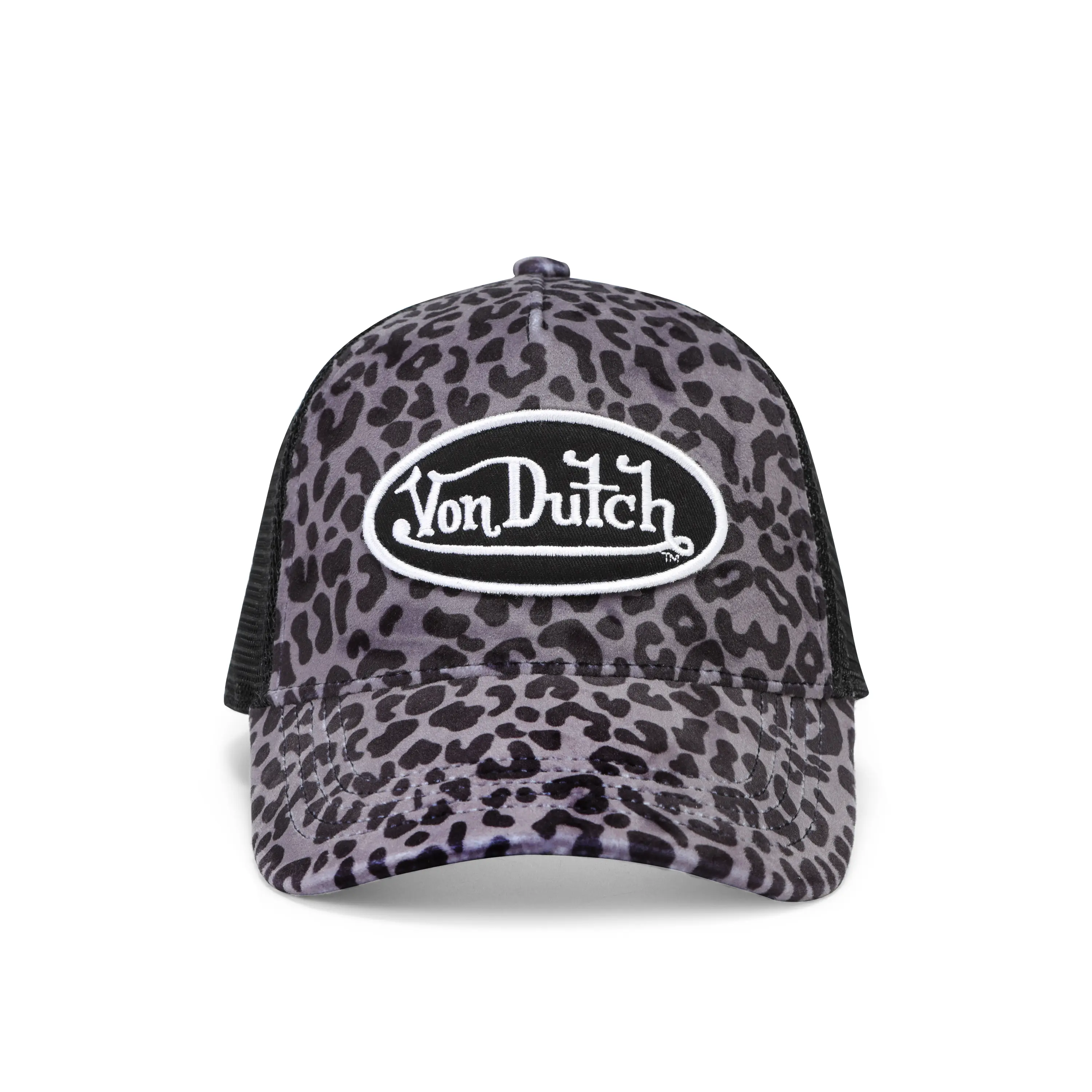 Grey Cheetah Velvet Trucker Hat
